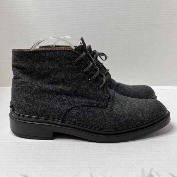 Tods Gray Desert Boots Lace Up Wool Outter Leather‎ Interior Rubber Sole 39/ 8.5 - Picture 2 of 11